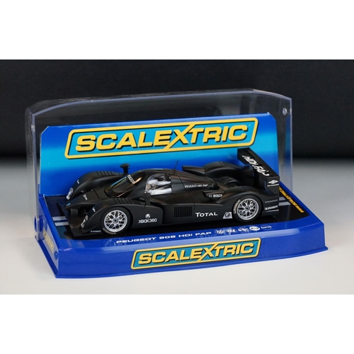 1057 - Six cased Scalextric slot cars to include C3080 Ferrari F430 GT2 Krohn Racing ,C2644D Aston Martin D... 