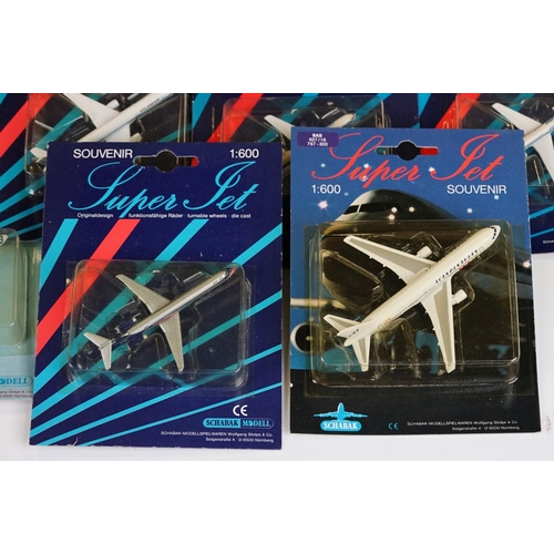 1070 - Ex Shop Stock - 50 Carded 1/600 Schabak Super Jet Souvenir diecast models, various examples featurin... 