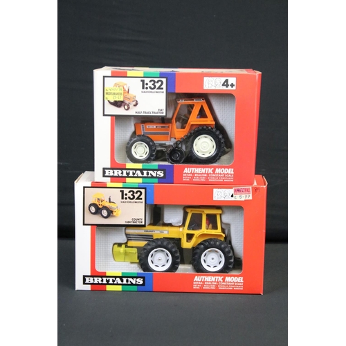 1074 - Seven boxed Britains 1:32 scale diecast model tractors to include 9523 Fiat Half-Track Tractor, 9521... 