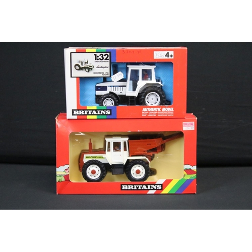 1074 - Seven boxed Britains 1:32 scale diecast model tractors to include 9523 Fiat Half-Track Tractor, 9521... 