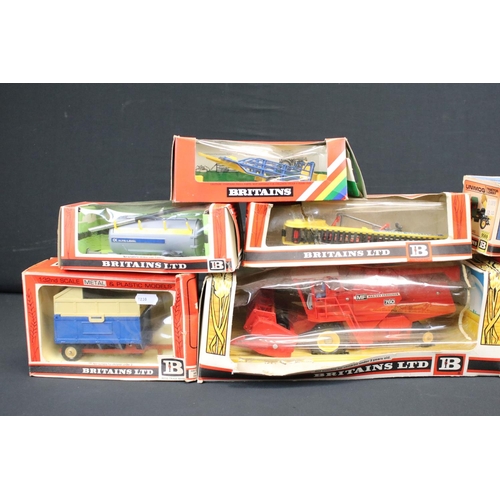 1083 - Ten Boxed Britains 1:32 diecast agricultural models to include 9570 Massey Ferguson Combine Harveste... 