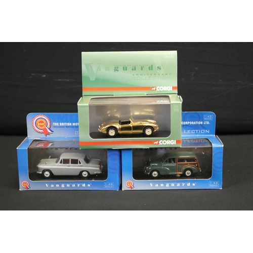 1092 - Nine boxed / cased Vanguards 1:43 scale diecast models to include Anniversary Collection VA 05007, 2... 