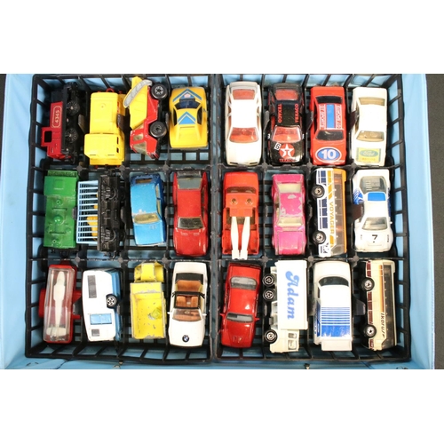 1105 - Matchbox Lesney 1970's collectors carry case housing 64 diecast models within four trays, mostly Mat... 