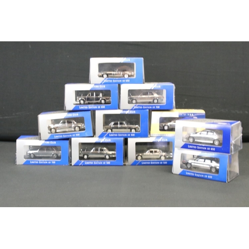 1109 - 12 Cased Vanguards Collectors Club ltd edn chrome finish diecast models, to include VA08705, VA01914... 