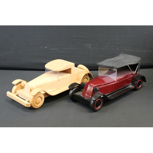 1114 - Two Michel Aroutcheff (France) hand built wooden toy cars, ex