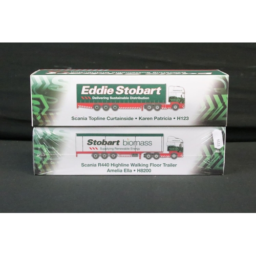 1125 - Seven Boxed Atlas Editions Eddie Stobart diecast models to include H4663, H8200, H123, F1459, F210, ... 