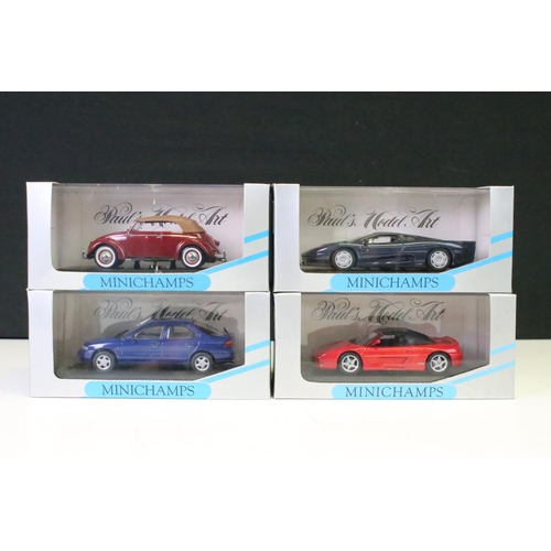 1142 - 13 boxed/ cased Paul's Model Art Minichamps diecast models to include 102220 Jaguar XJ 220, 082072 F... 