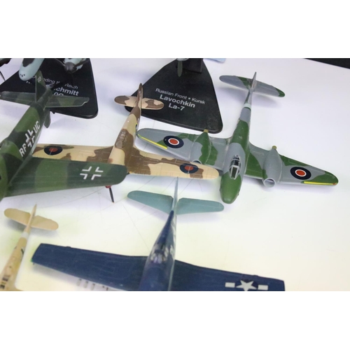 1144 - 30 Atlas Editions military aircraft diecast models, with a quantity of associated stands, featuring ... 