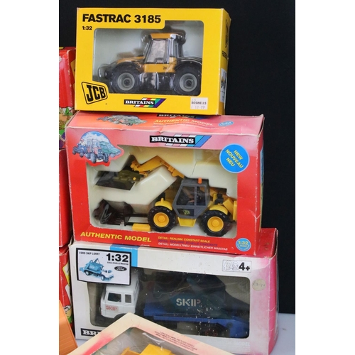 1174 - Seven boxed Britains 1:32 scale diecast models to include 9603 Ford Skip Lorry, 9523 Ford Tractor 77... 