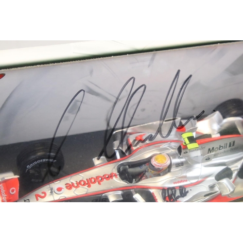 1178 - F1 Autograph - Boxed Hot Wheels Racing 1/18 McLaren MP4-22 Lewis Hamilton diecast model signed to ou... 