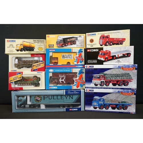 1214 - 11 Boxed Corgi ltd edn haulage diecast models to include CC12205 Pulleyn Transport, Haulier Of Renow... 