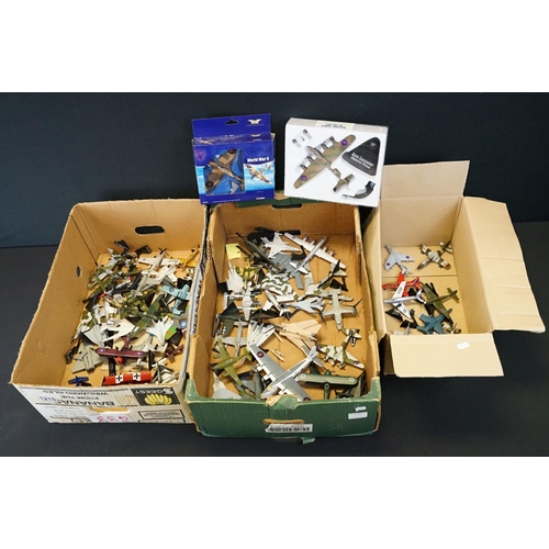 1215 - Over 50 diecast model planes with corresponding plastic stands plus a boxed Corgi Aviation Archive W... 