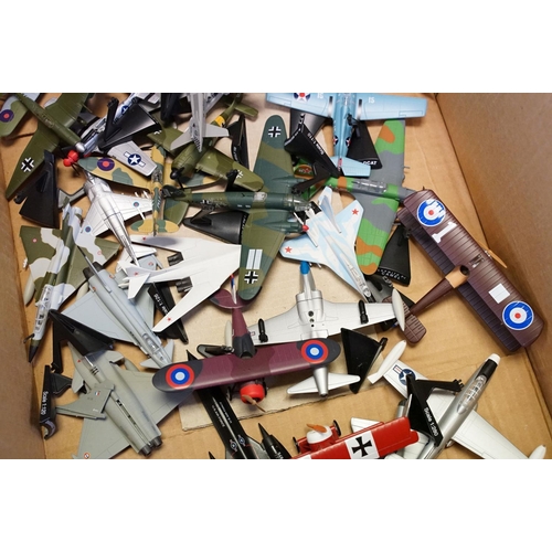 1215 - Over 50 diecast model planes with corresponding plastic stands plus a boxed Corgi Aviation Archive W... 