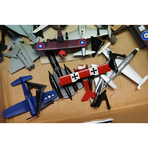 1215 - Over 50 diecast model planes with corresponding plastic stands plus a boxed Corgi Aviation Archive W... 