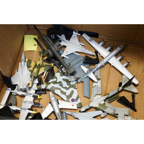 1215 - Over 50 diecast model planes with corresponding plastic stands plus a boxed Corgi Aviation Archive W... 