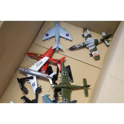 1215 - Over 50 diecast model planes with corresponding plastic stands plus a boxed Corgi Aviation Archive W... 