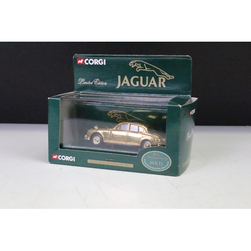 1260 - Five cased ltd edn Corgi gold plated diecast models to include 02002 Morris Minor, 07103 Land Rover,... 