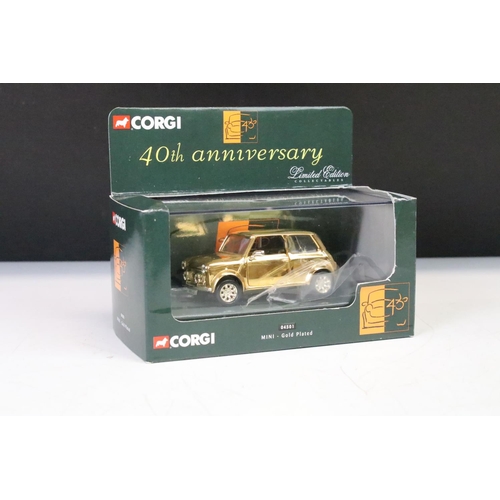 1260 - Five cased ltd edn Corgi gold plated diecast models to include 02002 Morris Minor, 07103 Land Rover,... 