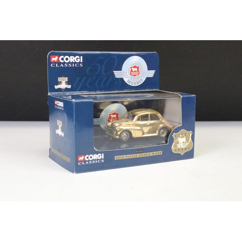 1260 - Five cased ltd edn Corgi gold plated diecast models to include 02002 Morris Minor, 07103 Land Rover,... 