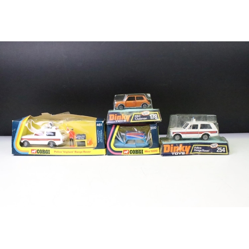 1270 - Four boxed / cased diecast models to include 2 x Dinky (178 Mini Clubman & 254 Police Range Rover - ... 