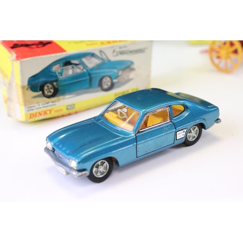 1398 - Four boxed Dinky diecast models to include 136 Vauxhall Viva in metallic blue, 165 Ford Capri with S... 