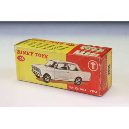 1398 - Four boxed Dinky diecast models to include 136 Vauxhall Viva in metallic blue, 165 Ford Capri with S... 