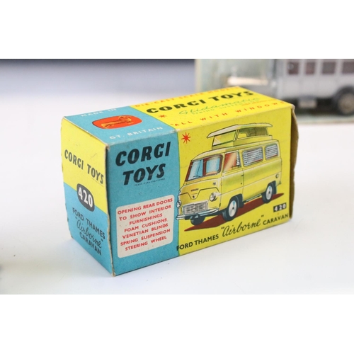 1399 - Two boxed Corgi diecast models to include 430 Ford Thames Airborne Caravan in two tone maroon and pa... 