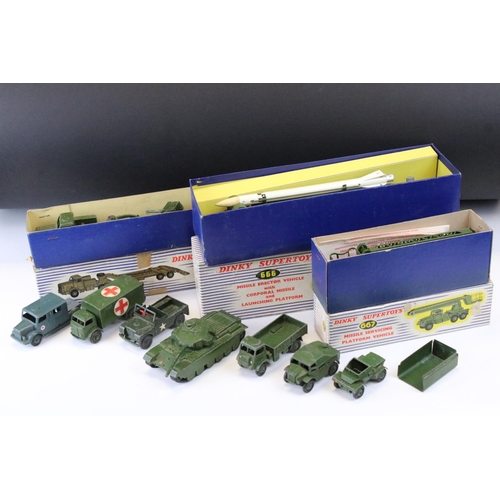 1400 - Three boxed Dinky Supertoys military diecast models to include Missile Erector Vehicle with Corporal... 