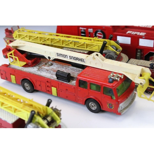 1402 - Six mid 20th C play worn Corgi fire related diecast models to include Bedford Fire Tender, Corgi Maj... 