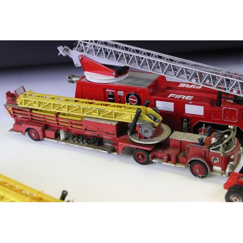 1402 - Six mid 20th C play worn Corgi fire related diecast models to include Bedford Fire Tender, Corgi Maj... 