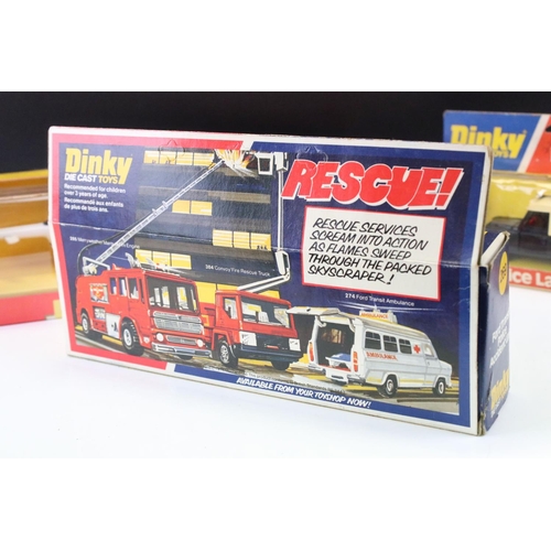 1403 - Three boxed Dinky diecast models to include 732 Bell Police Helicopter diecast model (diecast ex, di... 