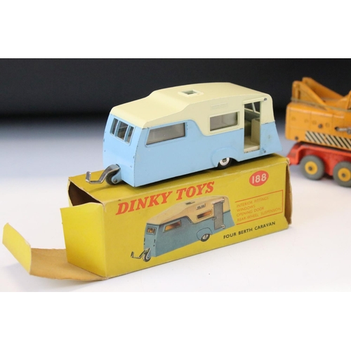 1405 - 14 Mid 20th C diecast models to include boxed Dinky 188 Four Birth Caravan in two tone cream/light b... 