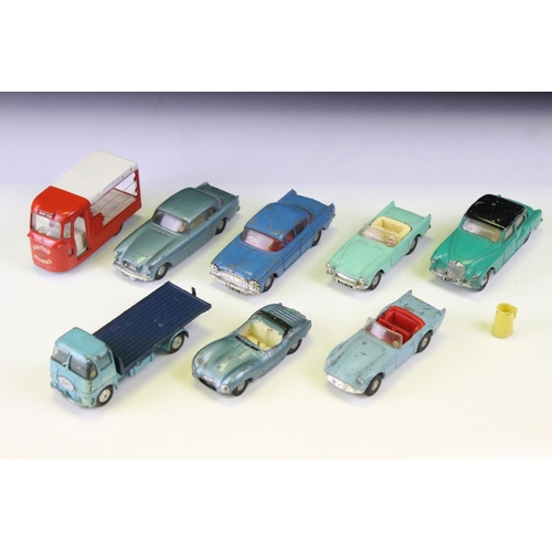 1406 - Eight original play worn Triang Spot On diecast models to include UD Milk Float, Bristol 406, Armstr... 