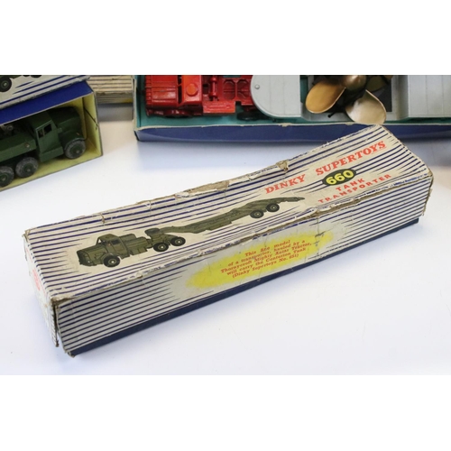 1407 - Five boxed Dinky Supertoys diecast models to include 986 Mighty Antar Low Loader with Propeller, 660... 