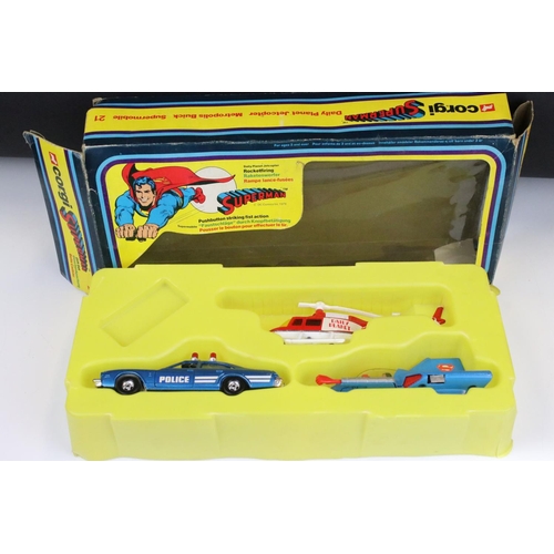 1475 - Boxed Corgi 21 Superman Gift Set Daily Planet Jetcopter, Metropolis Buick, Supermobile diecast model... 