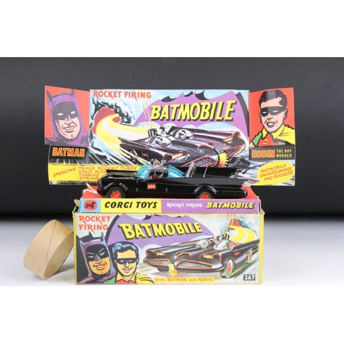 1482 - Boxed Corgi 267 Batmobile diecast model with both Batman & Robin figures, secret instructions, addit... 