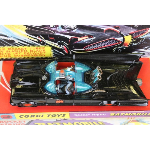 1482 - Boxed Corgi 267 Batmobile diecast model with both Batman & Robin figures, secret instructions, addit... 