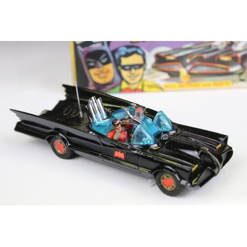 1482 - Boxed Corgi 267 Batmobile diecast model with both Batman & Robin figures, secret instructions, addit... 