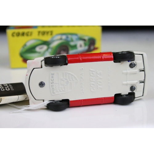 1488 - Two boxed Corgi diecast models to include 330 Porsche Carrera 6 in white with red, race number 30, a... 