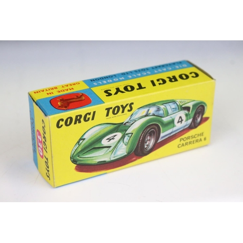 1488 - Two boxed Corgi diecast models to include 330 Porsche Carrera 6 in white with red, race number 30, a... 