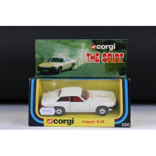 1491 - Boxed Corgi 320 The Saint Jaguar XJS diecast model, diecast ex with aerial, box with 2 x tape strips... 