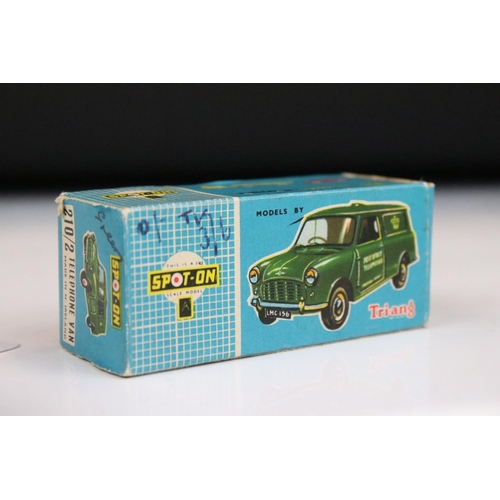 1492 - Boxed Triang Spot-On 210/2 'Post Office' Telephone Van, in green, with white interior. (Diecast vg o... 