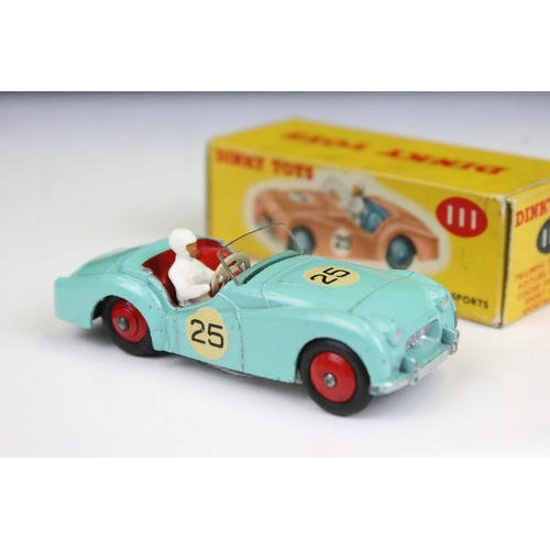 1495 - Three boxed Dinky diecast models to include 107 Sunbeam Alpine Sports in pale blue, 110 Aston Martin... 