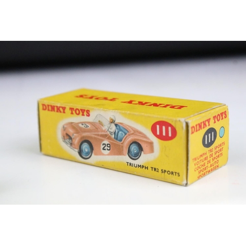 1495 - Three boxed Dinky diecast models to include 107 Sunbeam Alpine Sports in pale blue, 110 Aston Martin... 