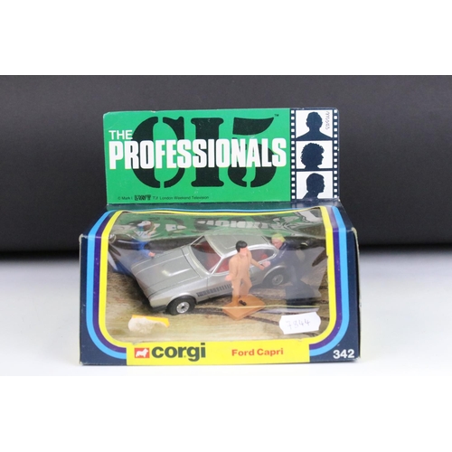 1497 - Boxed Corgi 342 The Professionals Ford Capri diecast model complete with figures, diecast ex, box vg