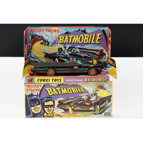 1529 - Boxed Corgi 267 Batmobile diecast model with Batman & Robin figures, with secret instructions bad, i... 