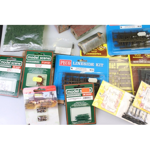 153 - Collection of boxed, carded and unboxed N gauge trackside and scenery accessories to include buildin... 