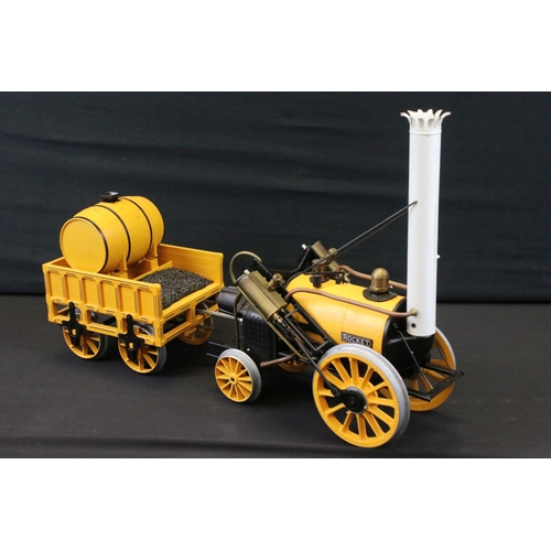 156 - Hornby Railways Stephenson Rocket Real Steam Train set includes engine, gas fuel tank and track. Con... 