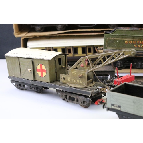 160 - Around 20 early 20th C items of rolling stock to include Bing, Hornby and MLL featuring coaches, wag... 