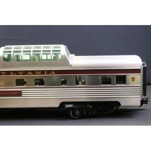 163 - Five Aristo Craft G scale streamline Pennsylvania passenger coaches 'Benjamin Franklin, Sinnemahonin... 